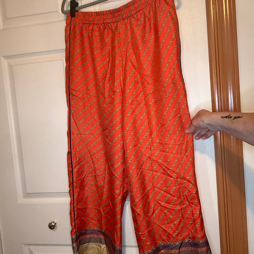 J. Crew 100% Silk Pants - Brilliant Sunset Multi - 10 - Like New